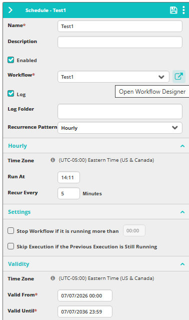 Open Workflow from Schedule